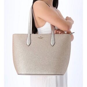 🆕 KATE SPADE Gold Glimmer Tote NWT Large Glitter Handbag Purse